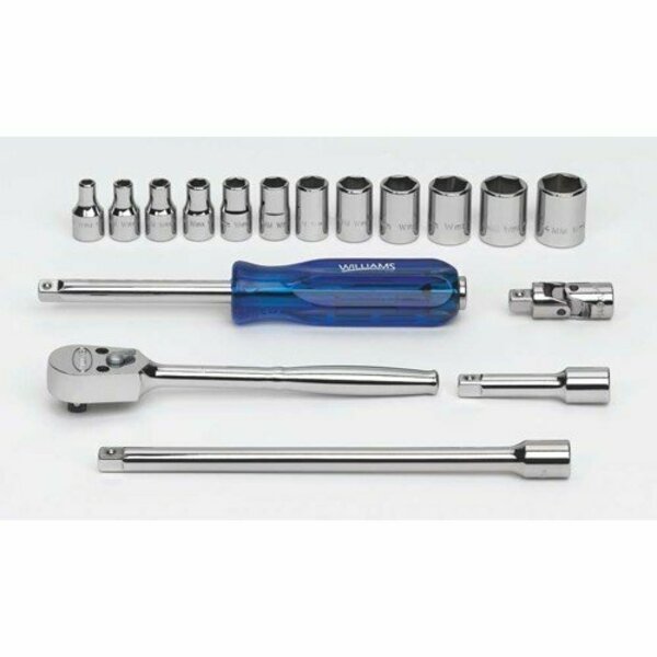 Williams Socket/Tool Set, 15 Pieces, High-Grade Chrome Vanadium Steel JHWWSM-15HF